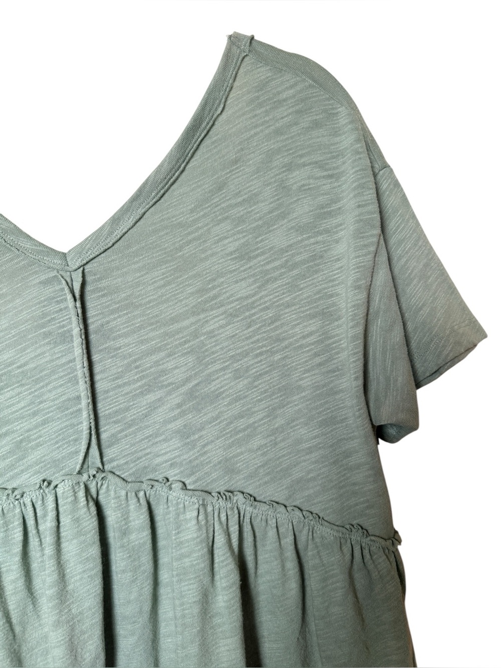 American Eagle Outfitters Medium Sage Green V-Neck Peplum Tunic - Picture 5 of 10